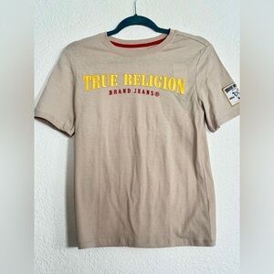 Kids True Religion Tan T-Shirt with Yellow and Red Accents